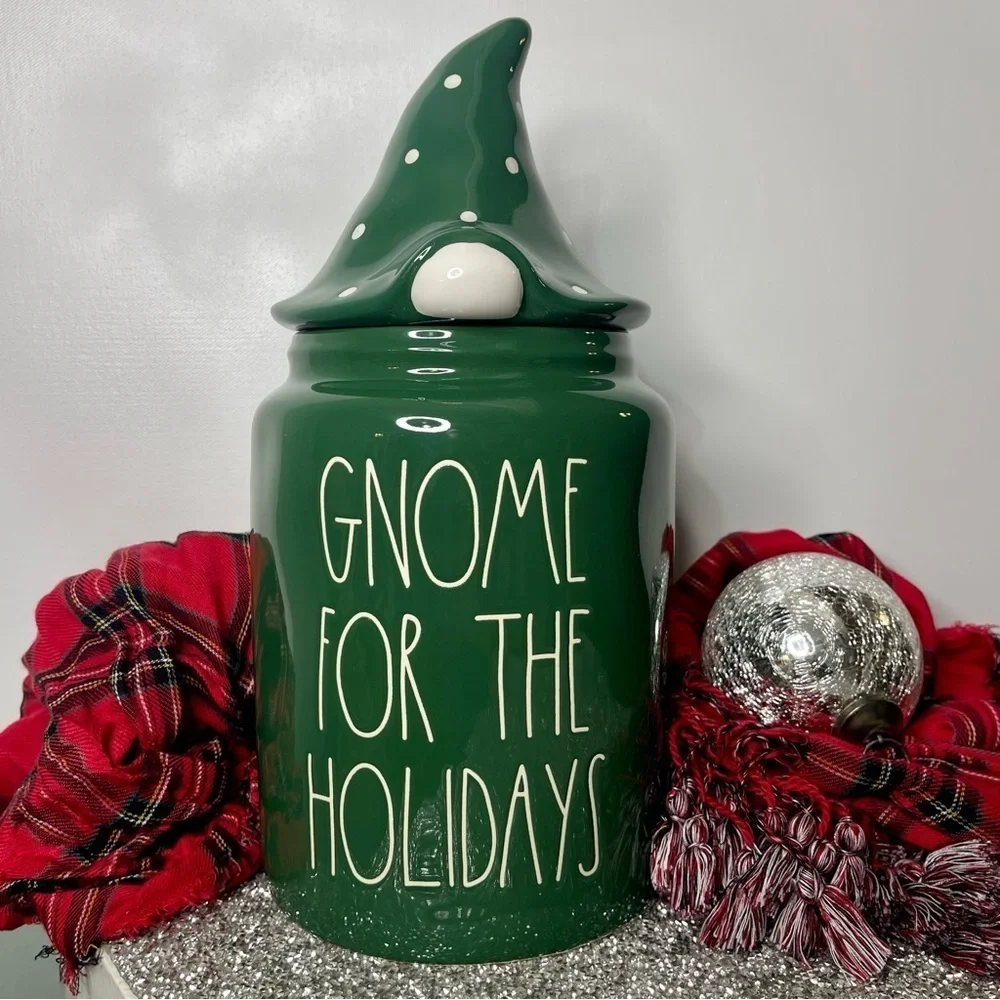 Rae Dunn Holiday Cookie Jar Green Gnome For The Holidays Christmas Decor New